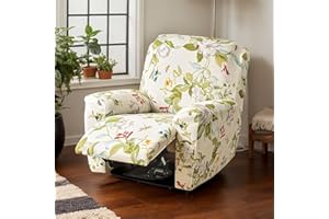 OKYUK Fodera per poltrona Relax, alta elasticità per poltrona relax reclinabile, 4 pezzi, con tasche laterali, estraibili e lavabili fodere protettive (fiore giallo)