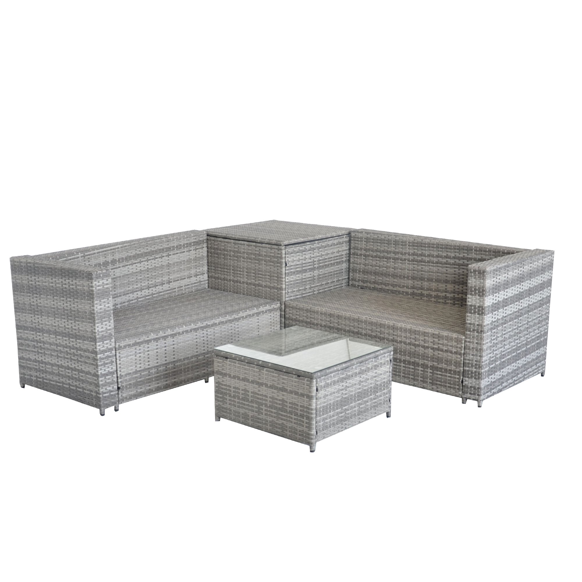 Jalano Poly Rattan Lounge Set Gartenmöbel Gartengarnitur 4 teilig grau – Bild 3
