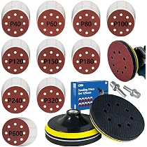 Set Dischi Abrasivi 125 Mm Con 50 Fogli Carta Vetrata – Grane 40/60/80/120/180 Per Smerigliatrice Angolare M14, Per Legno E Metallo