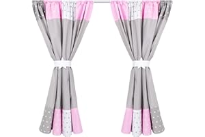 ‎AMILIAN Amilian Kinderzimmer Babyzimmer Vorhänge Vorhang 2er Set mit Schlaufen und Raffhalter Baby Kinder Gardinen, 2 x 155x155 cm für Mädchen oder Junge V27