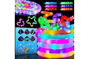 EOPUOZS Estensibile Pop Tubes Luminoso, 12 pezzi LED tubi giocattolo sensoriali, Fidget Pop Tube Giocattoli, Giocattolo educativo e sensoriale Elastico Light-Up per compleanno, Natalizie, Halloween
