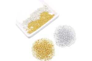 upain 1000 Stück Quetschperlen, Tube Crimp Perlen 2,5 mm, Quetschperlen Kettenverschluss, Positionierung Lose Perlen für Die DIY-Schmuckherstellung, Gold & Silber 2 Farben