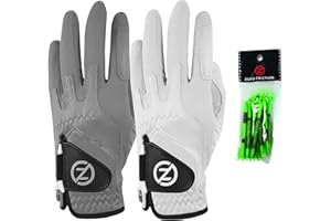 Zero Friction Men's Cabretta Elite Golf Glove 2 Pack, Includes Free Tee Pack, Universal-Fit