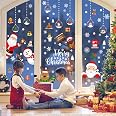 86 Stickers Noël Fenêtre Électrostatiques XXL - Décoration Vitrophanie Flocons Neige Père Noël