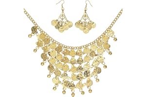 W WIDMANN MILANO Party Fashion 24372 - Ohrringe und Kette mit Goldmünzen, Gold, Schmuck, Accessoire, Mottoparty, Karneval
