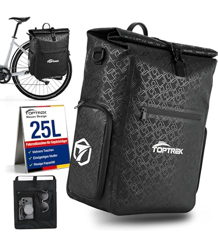 MNT10 4-in-1 Fietstas voor Bagagedrager in 18L, 25L I Bagagedrager Tas, Rugzak, Droge Tas & Schoudertas in 1 I Waterdicht & Reflecterend I Combinatie Fietstassen voor Tochten, University. Sports &