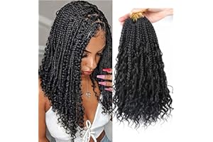 CFMY Crochet Box Braids Braids Box Braids Crochet Hair Curly Ends, 3 x syntetyczne warkocze do przedłużania włosów, dla kobiet