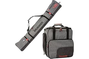 BRUBAKER Combo 'Super Performance' Ski Boot Bag and 'Carver Performance' Padded Ski Bag up to 170 cm / 66 7/8" or up to 190 cm / 74 3/4"