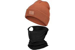 YANIKY Herren Mütze Schal Set - Damen Warme Strickmütze und Fleece Schlauchschal - Beanie Mütze mit Halswärmer Halstuch - Winter Mütze und Loop Schal für Freizeit Outdoor Sports Radfahren Laufen