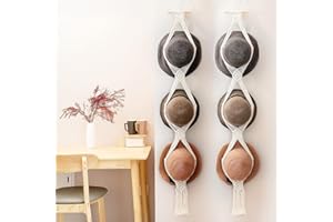 Adorila 2 Pack Macrame Hat Rack for Wall, Bohemian Hat Hangers Organizer Hanging Display, Hand Weaving Decorative Cap Holder Wide Brim