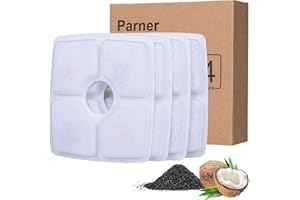 PARNER Filters for Pet Water Fountain, Cat Water Fountain Filters, 4Pcs Filters with Activated Carbon for Cat and Dog Water Fountain, Square Filters for Pet Fountain