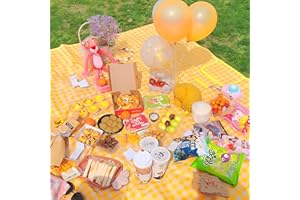 TFSZE Coperta da Picnic 300cm×200cm,Tappetino da Spiaggia Pieghevole,Coperta picnic Portatile con Maniglia,Tappetino da Picnic Lavabile Plaid Giallo,Adatto per Escursionismo Viaggi Campeggio Parchi