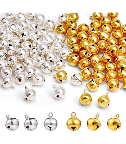 TOAOB 200 Stück Glöckchen 8mm - Gold Silber Metallglocken Für Schmuck Deko