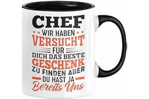 TRENDATION Chef Geschenk Tasse Wir Haben Versucht Das Beste Geschenk Für Dich Zu Finden Bester Chef Geschenkidee Lustig (Schwarz)