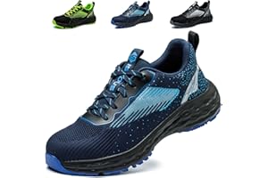 ISOOUS Zapatos De Seguridad Hombre Mujer Calzado de Trabajo con Punta de Acero Ligero Comodo Zapatillas Seguridad Transpirables