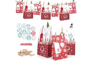 ONEHAUS Calendrier de l'Avent à remplir de grands sacs en papier cadeau Pour remplir soimême des sacs à main Penguin Advent