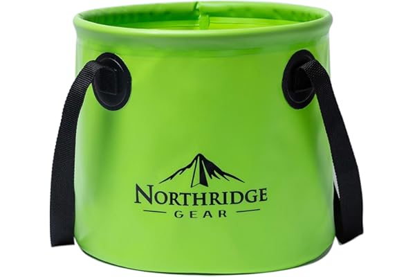 Northridge Gear Seau Pliant Bol Pliant au Design branché | Camping pêche Parti Jardin | Peut être utilisé comme Cuvette Pliable, Bocal à Eau ou évier Pliant | Vert, 20L