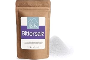 JKR Spices Sal de Epsom 500g | Sal de Epsom grado alimenticio | Sulfato de Magnesio grado alimenticio | MgSO4 en bolsa resellable neutra en CO².