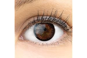 Sehr stark deckende und natürliche braune Kontaktlinsen SILIKON COMFORT NEUHEIT farbig „Siena Choco“ braun + Behälter von GLAMLENS - 1 Paar (2 Stück) - DIA 14.50 - ohne Stärke 0.00 Dioptrien