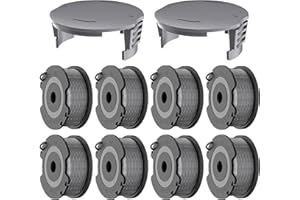 Forever Speed 8 Pezzi Bobina per Decespugliatore,1.60mm, 4.90m Bobina di Filo per Tagliabordi Compatibile con Bosch Easy GrassCut18-230,modello F016800569 & F016800385 (8 Bobine di Ricambio, 2 Tappi)
