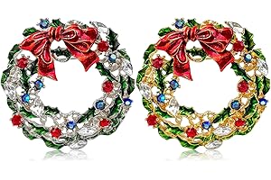 SUNSHINE SMILE 2 Stück Weihnachtsbrosche,Strass Weihnachtsbroschen,Weihnachten Broschen,Strass Anstecknadeln,Weihnachten Broschen Pin,Brosche Weihnachten,für Damen Weihnachten Schmuck Geschenk Deko