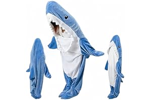 KoveYzao Hai Decke für Erwachsene, Tragbare Hai Decken Hoodie, Gemütlicher Flanell Hai Schlafsack, Niedlicher Hai Einteiler Schlafanzug, Einheitsgröße für alle, Kreative Geschenke für Sie/Ihn
