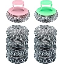 Lot De 10 Éponges Métalliques En Acier Inoxydable Avec Manche - Éponges à Récurer Lavables Pour Cuisine Et Maison
