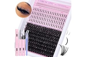 100D Cluster Lashes Kit with Bottom Lashes Spikes DIY Eyelashes Individual Kit Fairy Eyelash Clusters DIY Multi-type Lash Extension 5-20mm Lashes Individual Cluster Thick Lash CLusters Glue CORUSCATE