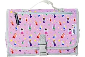 TIDDLERS & NIPPERS tiddler Easy-Change mat | Portable Baby & Toddler Travel Changing Mat | Expandable, Lightweight & Wipe Clean | Multiple Zipped Pockets, Padded Lining, Detachable Clutch & Clip (Fabulous Fairies)