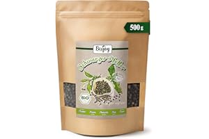 Biojoy Pimienta negra en grano BÍO (500 g), entera y seca, sin aditivos, para molino, gourmet (Piper nigrum)