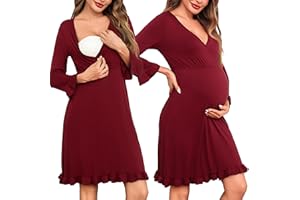 Bresdk Camicia da Notte Parto Ospedale Cotone Vestaglia Donna Premaman Allattamento