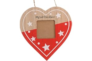 ZIGGLE My First Christmas Red Heart Photoframe Hanging Tree Decoration Ornament