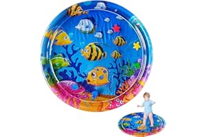 XVZ Tapis d'eau pour bébé - Tapis eau bebe Eveil sans BPA - Idéal Tapis Jeux Bebe pour nouveau-nés, Tummy Time Toys pour bébés de plus de 3 mois - Poissons Tropicaux(100cm x 100cm)