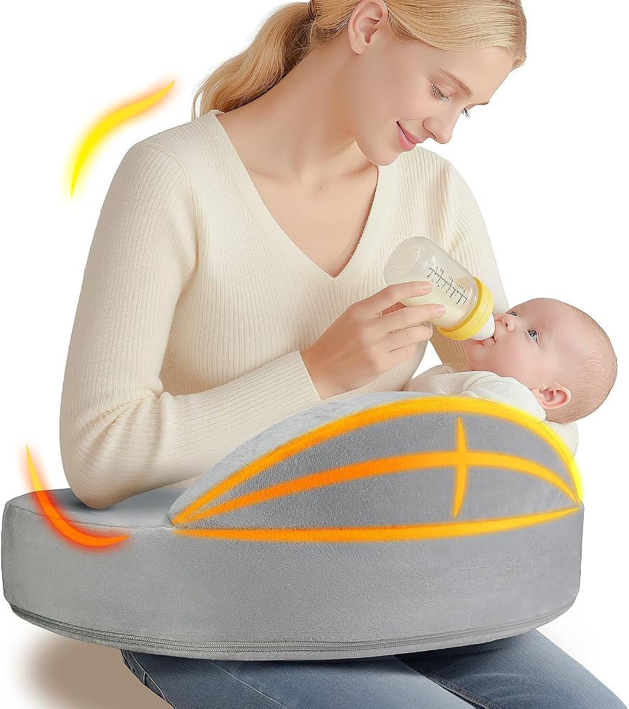 OPAFOBEF Hafızalı Köpük Emzirme Yastığı - Öncü Güvenlik Çitli-Ekstra Büyük Emzirme Yastığı, Ergonomik Konfor ve Destek için-Daha Kolay ve Sağlıklı Emzirme-Her Bedene Uygun, Çıkarılabilir Kapaklı