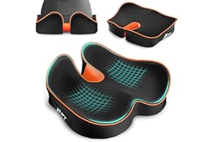 POOTACK Seat Cushion, Ergonomic Coccyx Cushion for Tailbone Discomfort, Relief Coccyx & Hemorrhoid Stress Memory Foam Seat Cushion for Office Chair, Car, Wheelchair Gamming Chair, Non-Slip Seat Pad