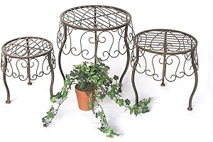 DanDiBo 140129 Lot de 3 tabourets / supports pour fleurs / porte-plantes / tables d'appoint