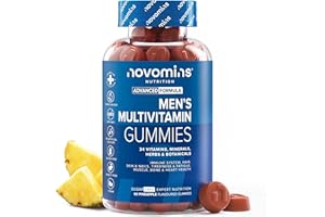 Multivitaminas Hombre - Multivitaminico con Vitamina C, D, A, E, B6, B12, Zinc - 60 Gominolas - Vegano y Sin Gluten Multivitaminas y Minerales - Apoyo Inmunitario - Novomins