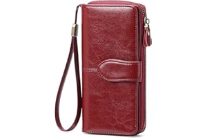 GAEKEAO Ladies Purse RFID Blocking Leather Large Capacit Women's Wallet, Fashion Purses for Women with Multiple Card Slots and Wrist Strap