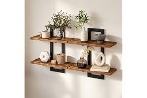 Relaxdays, vägghylla, 2-pack, av fiberplatta, vintagebrun | för väggmontering, för kök och badrum, HxBxD: 40 x 13,5 x 38 cm