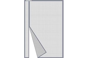 Risareyi Mosquitera Puerta Magnetica 160x195cm, Apertura Lateral Cortina Magnética Puerta Exterior Corredera para Puerta Balcon, Mosquitera con Imanes de Malla de Fibra de Vidrio Transpirables, Gris