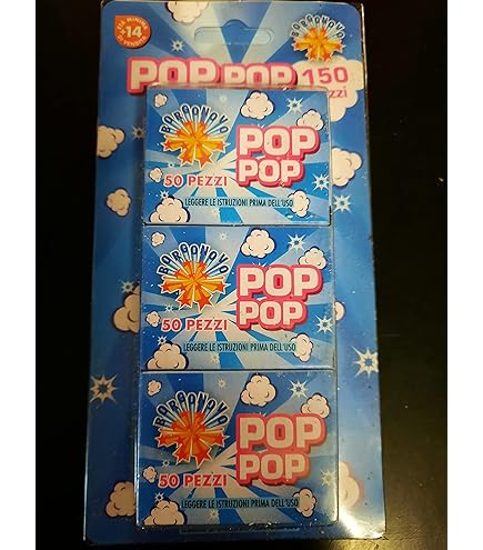 Pop Pop Petardini Da Ballo Colorati Scoppiettini A Contatto Sicuri Per Bambini E Adulti Giochi Pirotecnici Divertenti Senza Fuoco CF Da 10 O 50 Pezzi Ideali Per Feste (50 Scatoline - 2500