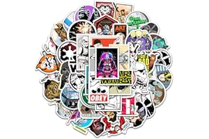Deen 50Pcs Star Wars Stickers, PVC Vinyl, Waterproof, Sci-Fi, Star, Irregular Shaped, Indoor Use, Halloween Theme, Scratch Resistant, Single Use, Glossy Finish, 4-8cm, Multicolor, Kids, Teens Gift