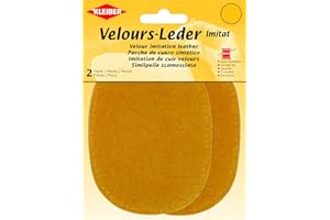 Kleiber 12.5 x 10 cm Patchs à Coudre Simili Daim pour Genoux/Coudes ovales, Jaune Citron
