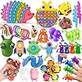 Lubibi Fidget Toys Set,31 Pcs Fidget Pack For Anxiety Relief Stress Sensory Toys Fidget Box with Finger Puppets Bubble Pop Stress Ball Birthday Party Favors for Kids and Adults