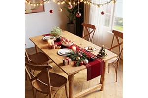 Encasa XO Camino de Mesa | Algodón de Canalé Fino Teñido con Hilo | Tamaño 32x240 cm | Escalera roja | Lavable a Máquina