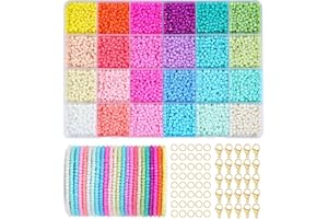 WLIAGYE 24 Farbe Perlen für Armbänder Perlen Set 3mm,12000 stück Selber Machen Perlen Zum Auffädeln Schmuckherstellungs Set für Armbänder, anhänger, Ohrringe, Halsketten, Fußring., usw