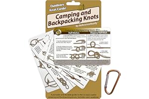 ReferenceReady Outdoor Knots - Waterproof Knot Tying Cards with Mini Carabiner - Includes 22 Rope Knots for Camping, Backpacking, and Scouting Scenarios