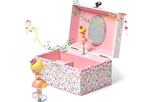 Jewelkeeper Girls Musical Jewelry Box - Durable Pine Fiberboard with Pink Lining - Kids Jewelry Box - The Beautiful Dreamer Tune - Gifts for Girls - Fairy Jewellery Box - 6x4x3.5in