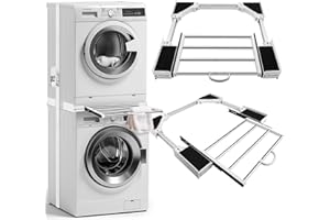 PAMEIL Kit Sovrapposizione lavatrice asciugatrice,supporto lavatrice asciugatrice,Telaio intermedio con filo stendibiancheria, telaio di collegamento (Cassetto del telaio di connessione in plastica)