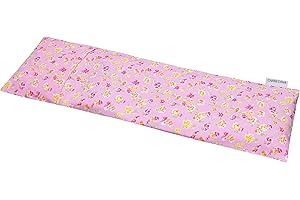 CARREDANA Saco térmico cervical de semillas de trigo con funda lavable 50x16cm (flores fondo rosa)
